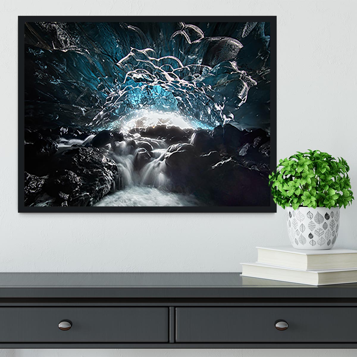 Blue Glacier Cave Framed Print - Canvas Art Rocks - 2