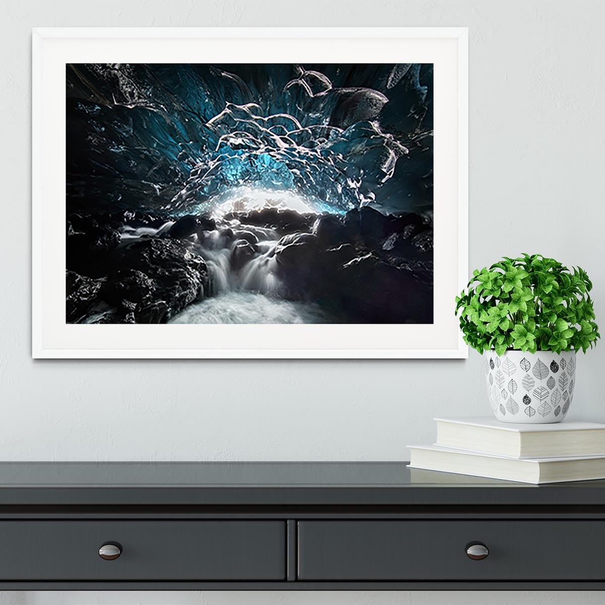 Blue Glacier Cave Framed Print - Canvas Art Rocks - 5