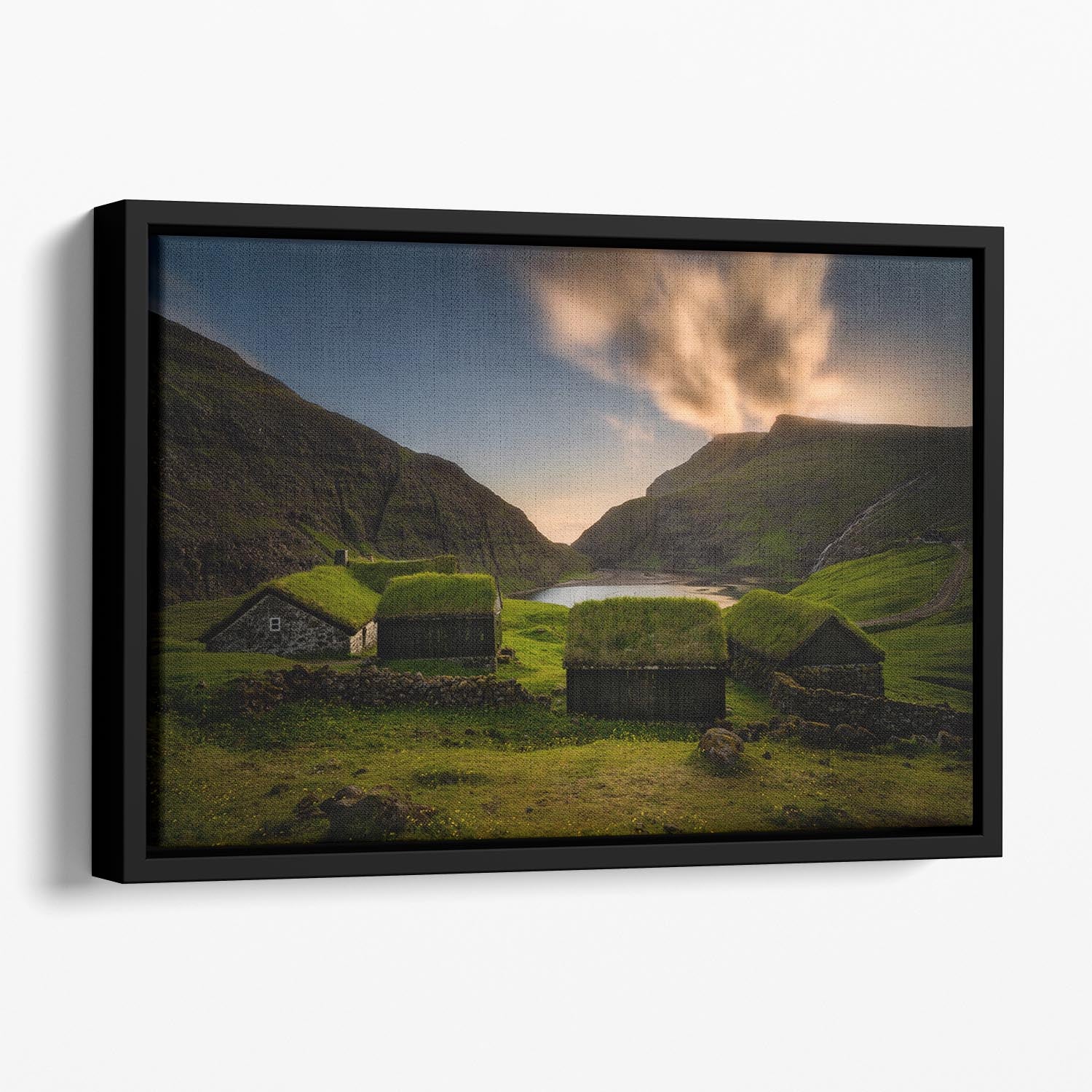 Saksun Village Floating Framed Canvas - Canvas Art Rocks - 1