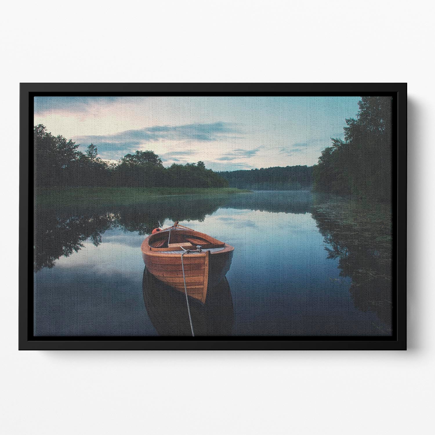 Boat In Fog Floating Framed Canvas - Canvas Art Rocks - 2