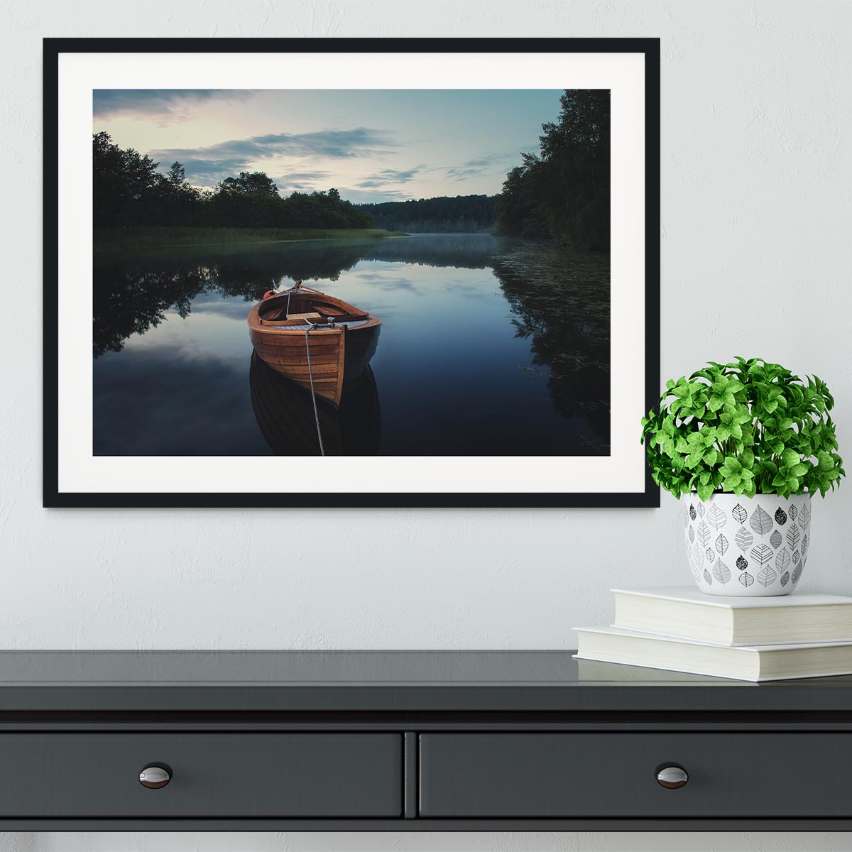 Boat In Fog Framed Print - Canvas Art Rocks - 1