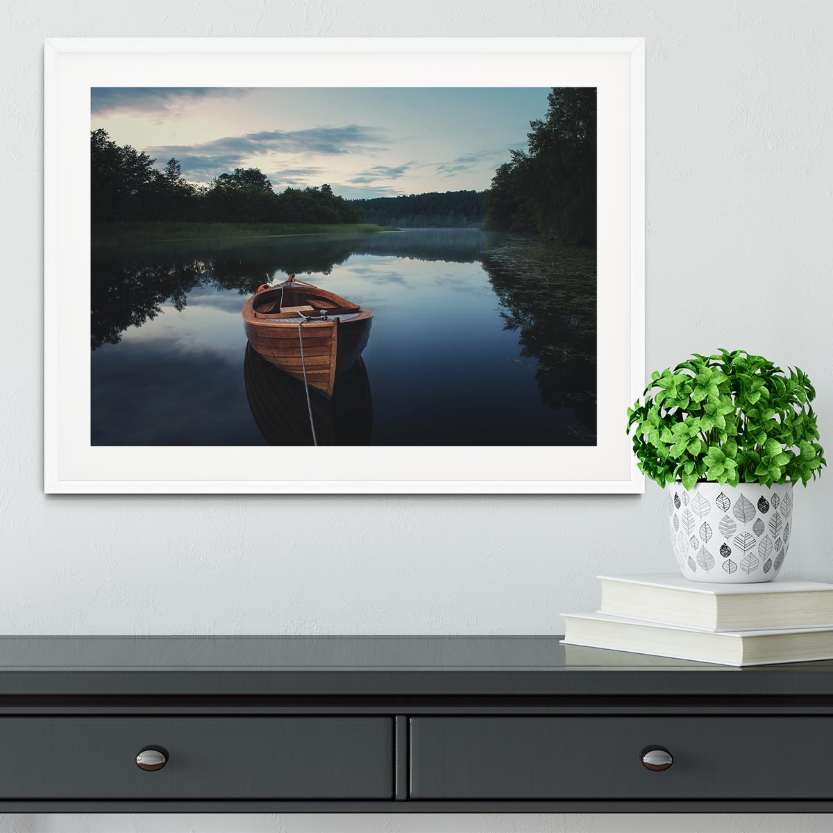 Boat In Fog Framed Print - Canvas Art Rocks - 5