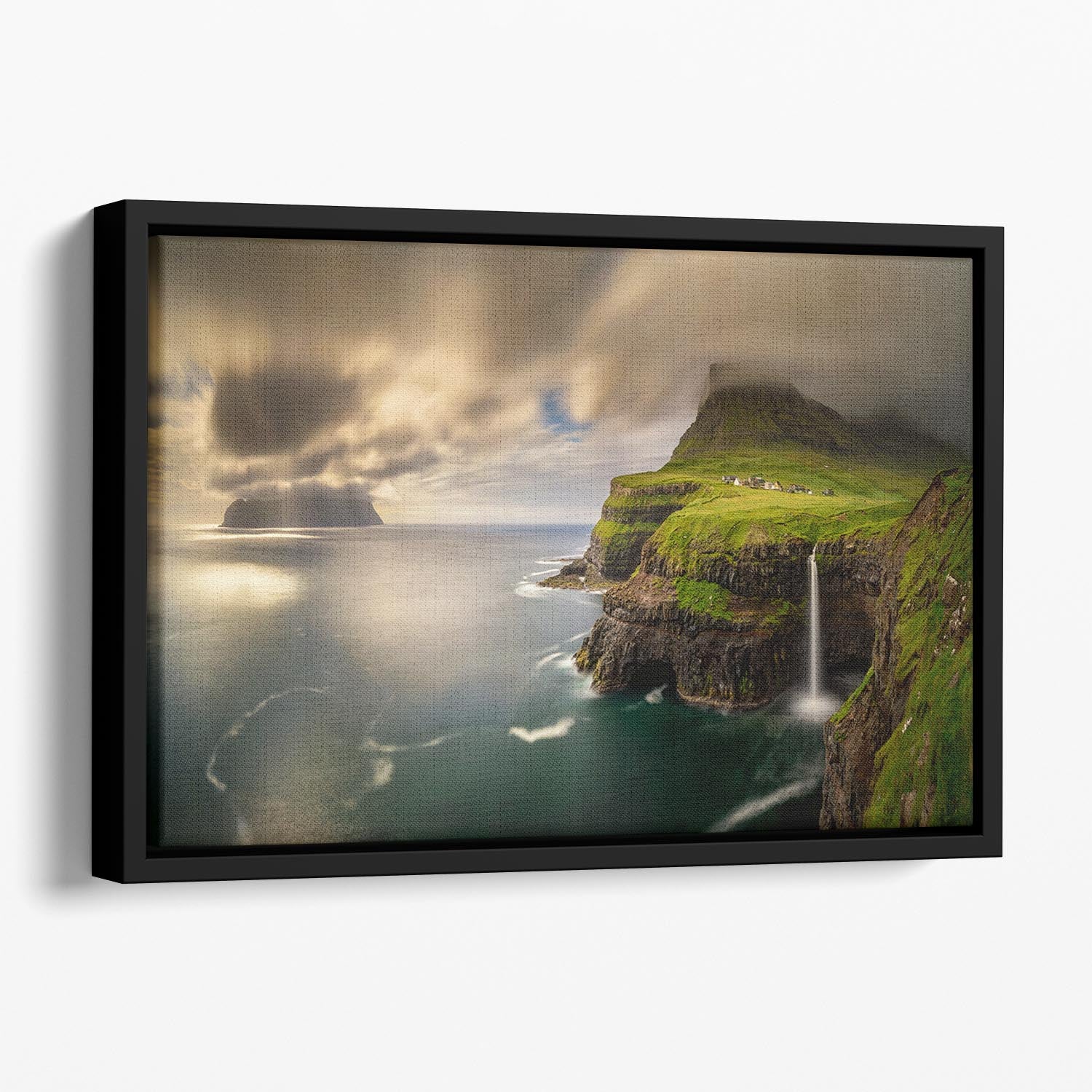 Gasadalur A Mykines Floating Framed Canvas - Canvas Art Rocks - 1