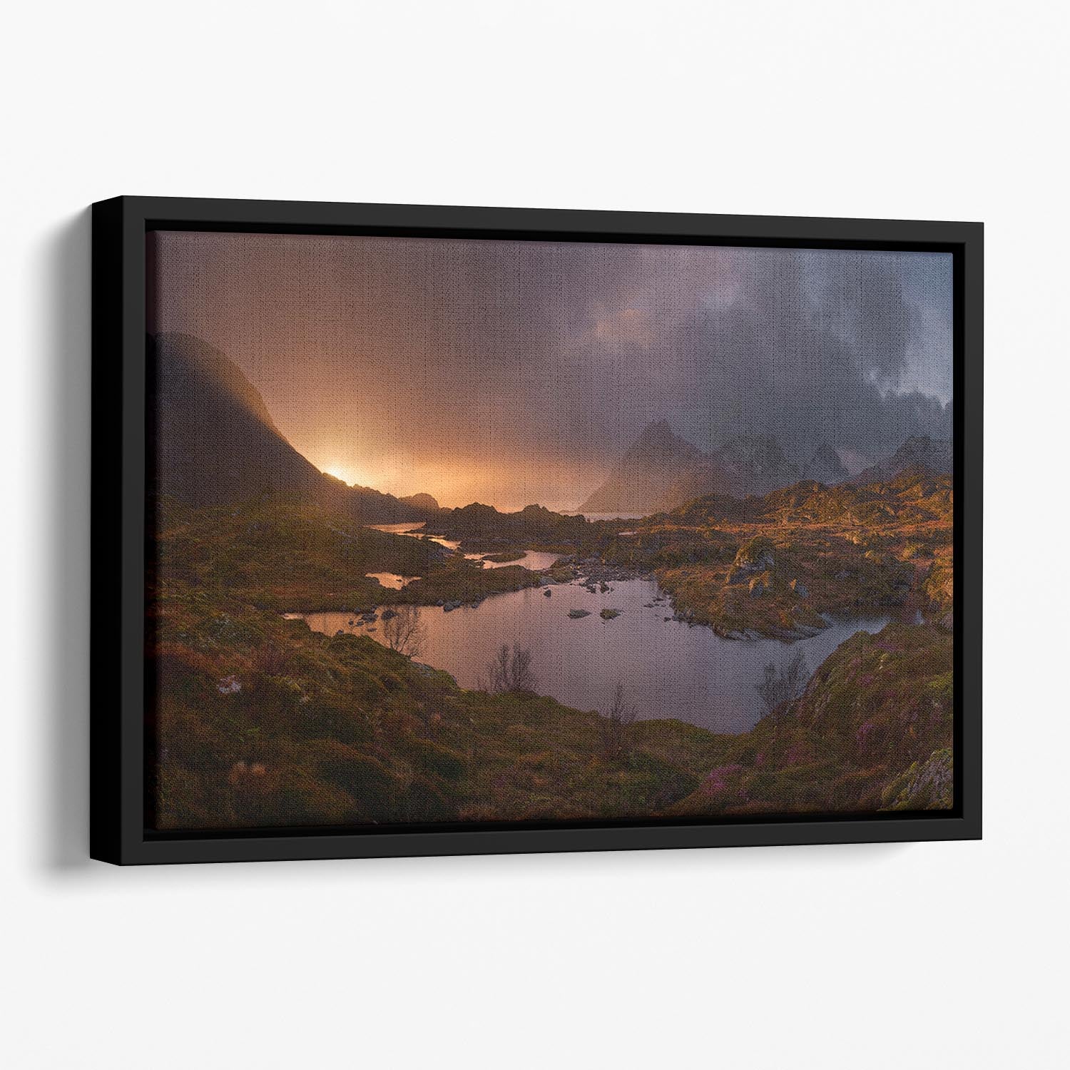 Sunrise Over Lofoten Floating Framed Canvas - Canvas Art Rocks - 1