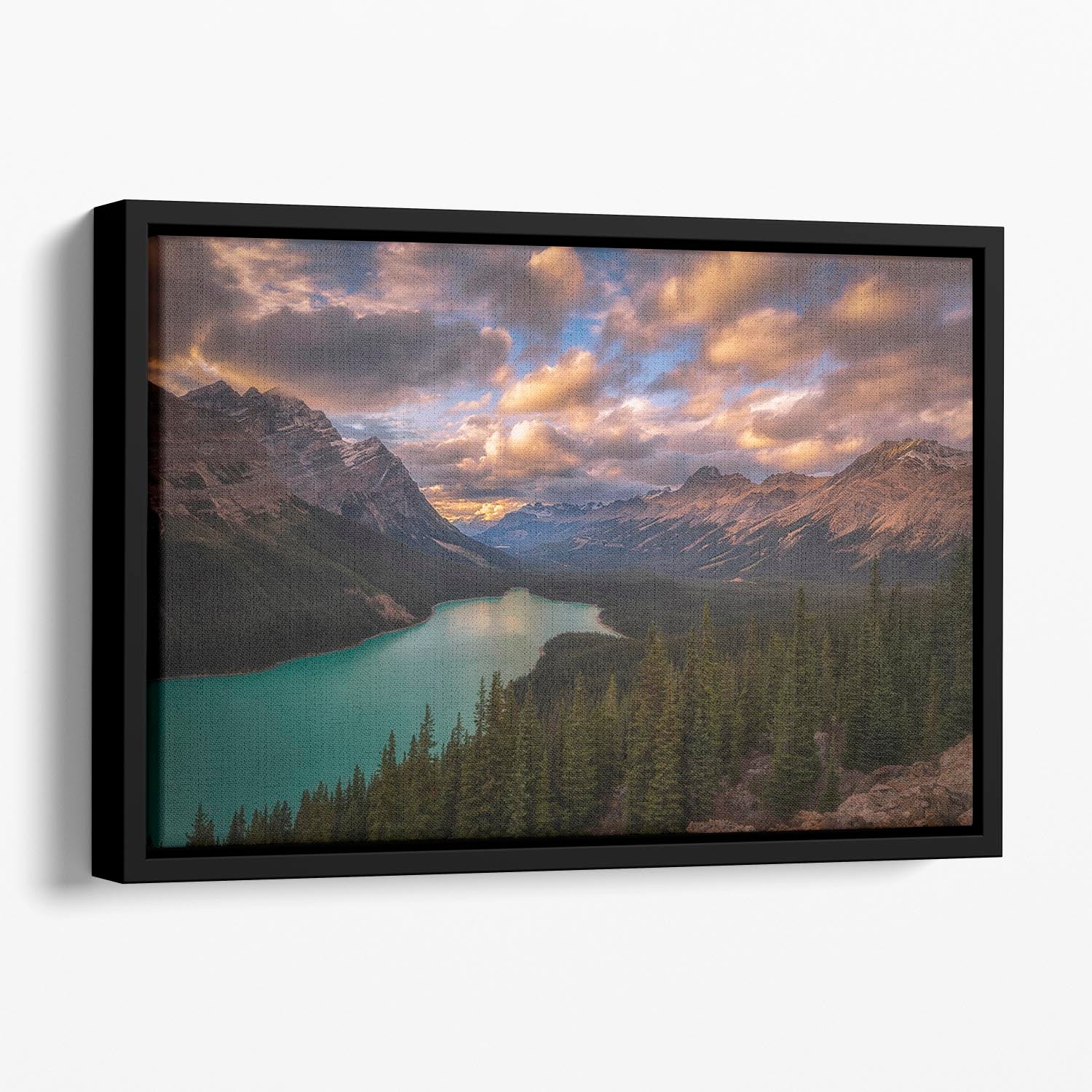 Peyto Lake At Dusk Floating Framed Canvas - Canvas Art Rocks - 1