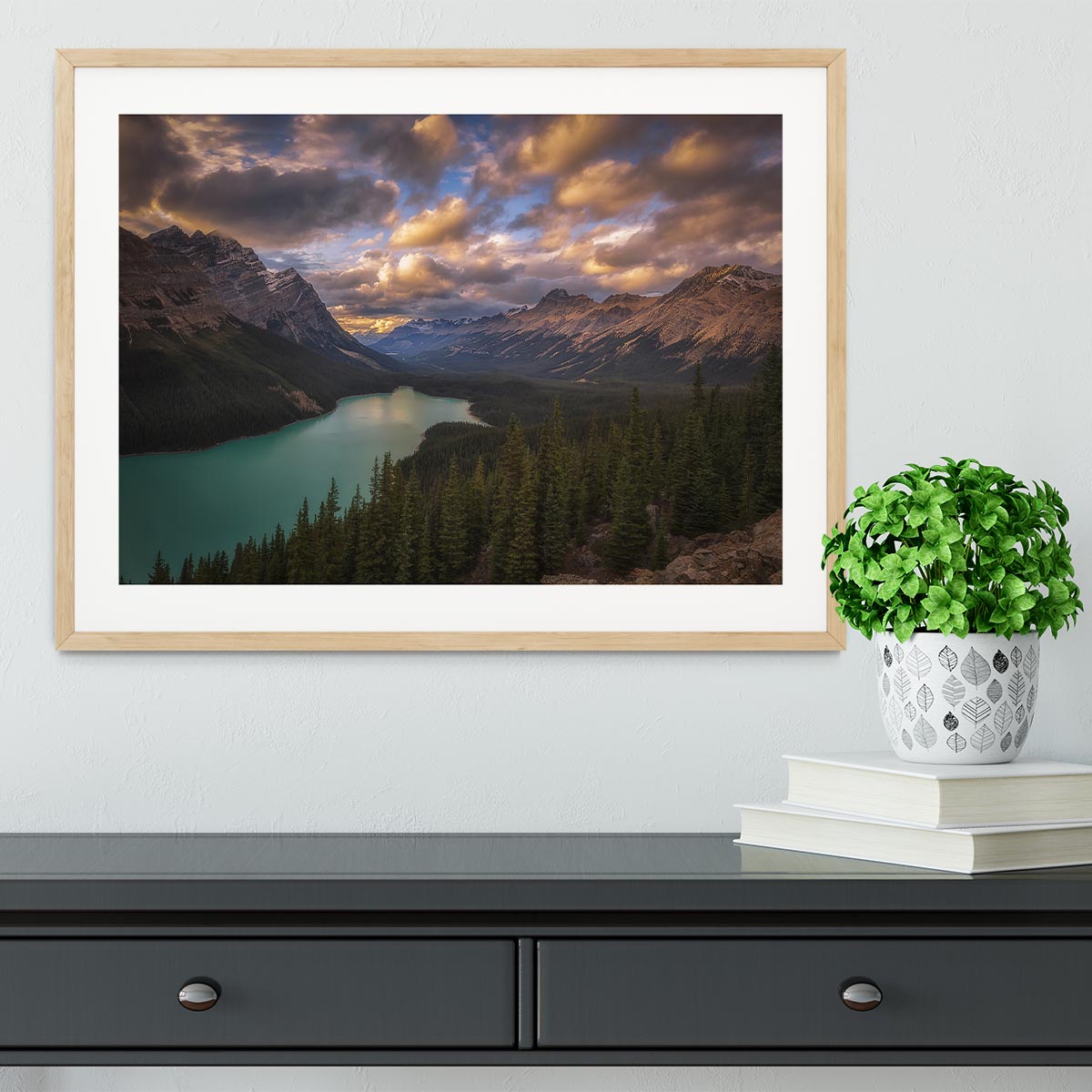 Peyto Lake At Dusk Framed Print - Canvas Art Rocks - 3