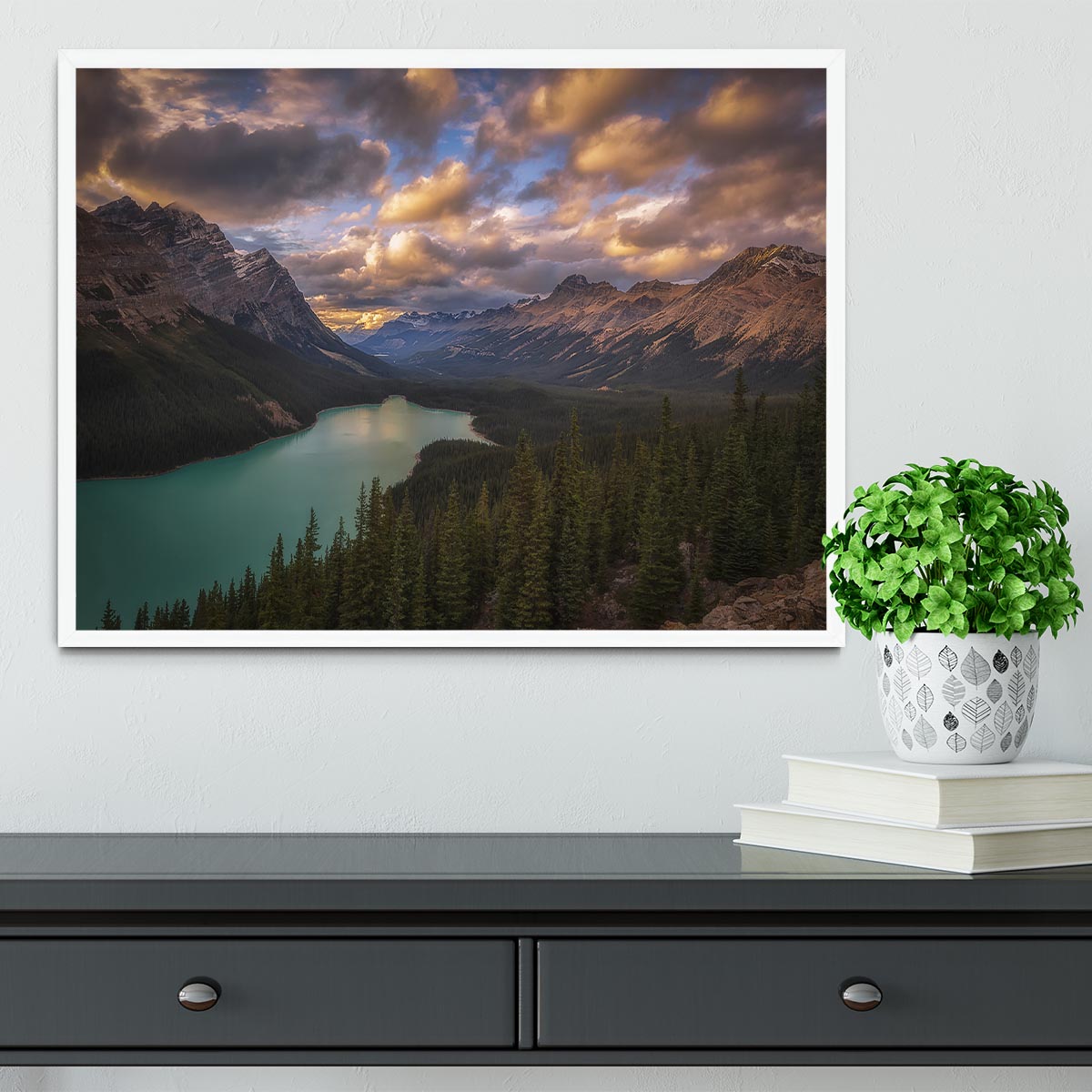 Peyto Lake At Dusk Framed Print - Canvas Art Rocks -6