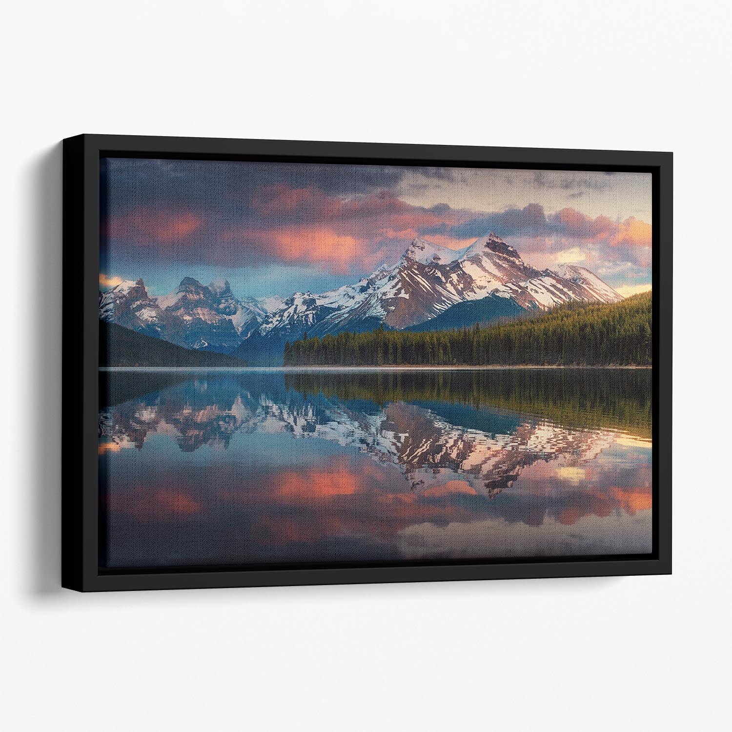 Maligne Color Floating Framed Canvas - Canvas Art Rocks - 1