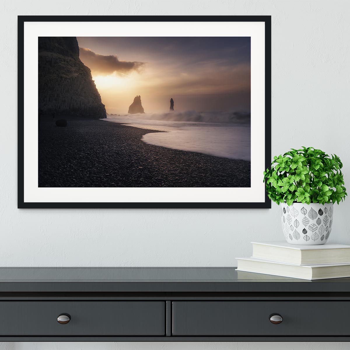 Reynisfjara Sunrise Framed Print - Canvas Art Rocks - 1