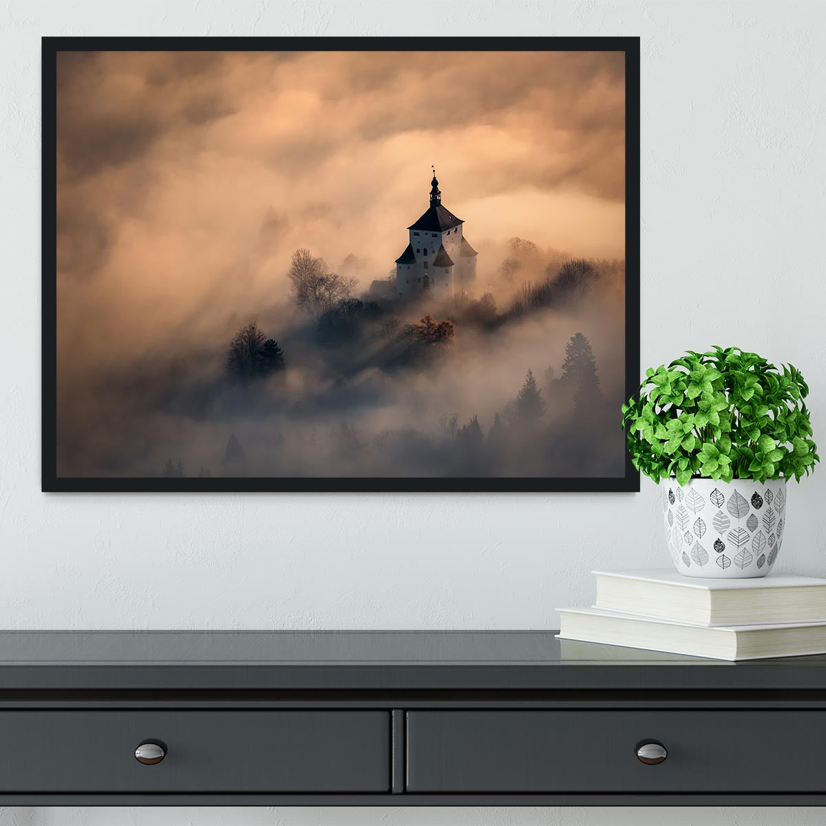 Castle In Fire Framed Print - Canvas Art Rocks - 2