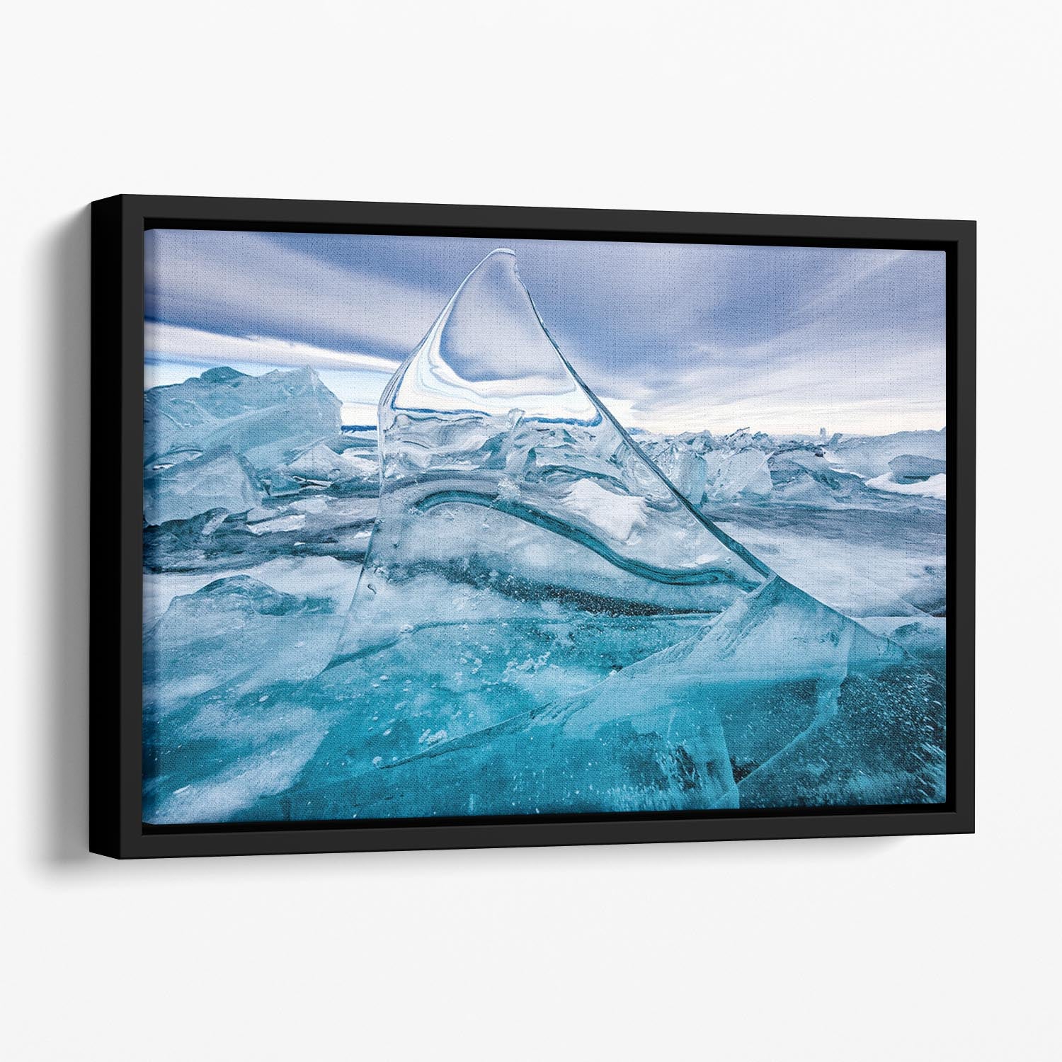 Sail In The Winter Lake Floating Framed Canvas - Canvas Art Rocks - 1