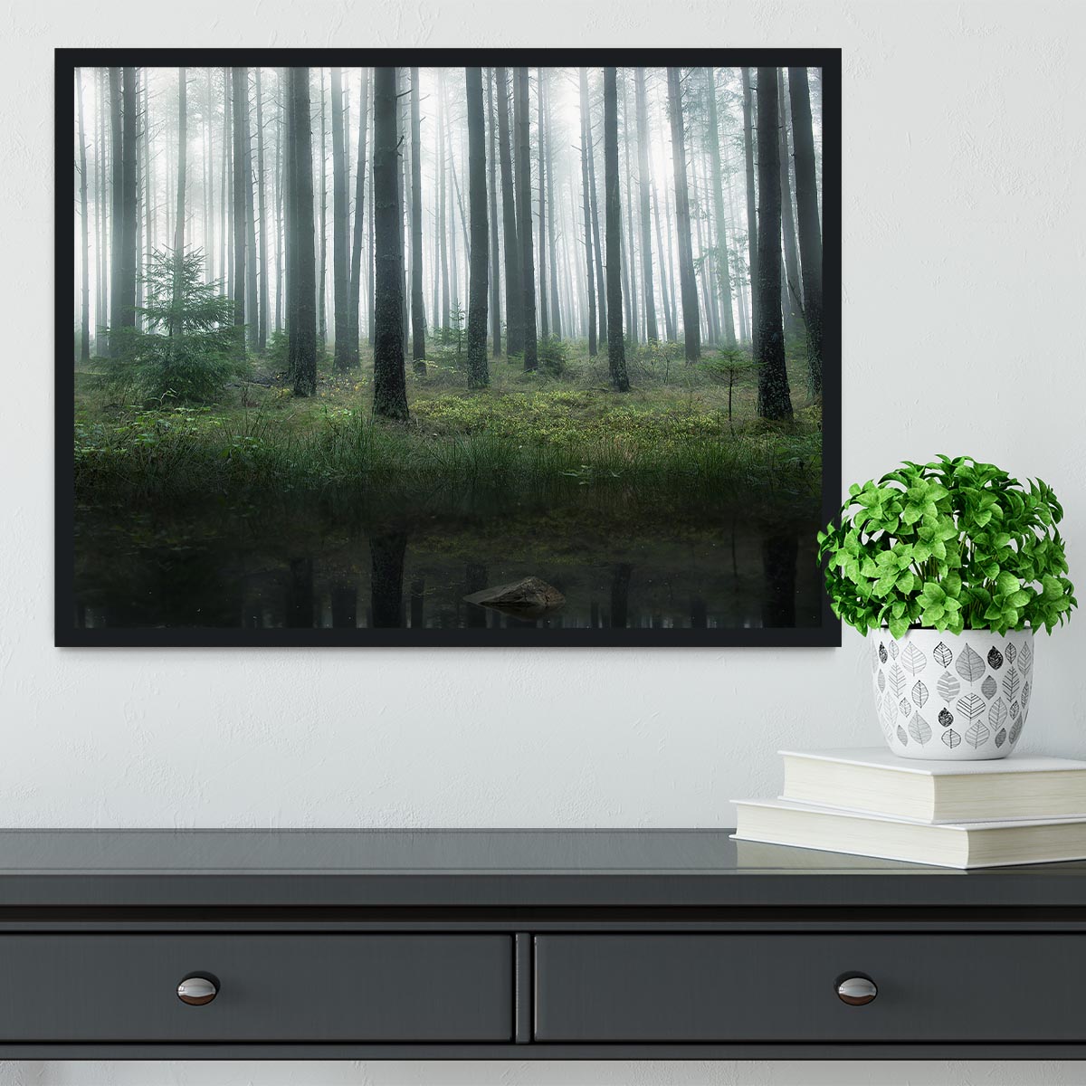 Lake In Forest Framed Print - Canvas Art Rocks - 2