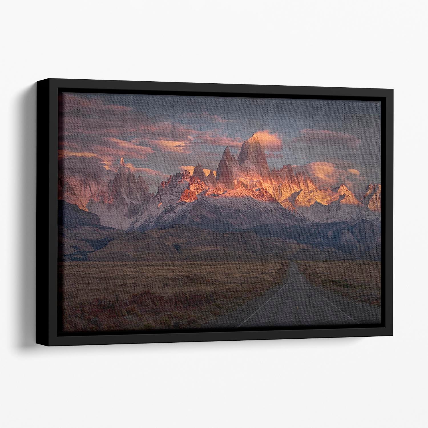 Burning Peak Floating Framed Canvas - Canvas Art Rocks - 1