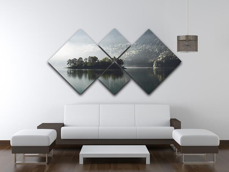 Morning Fog Clearing 4 Square Multi Panel Canvas - Canvas Art Rocks - 3