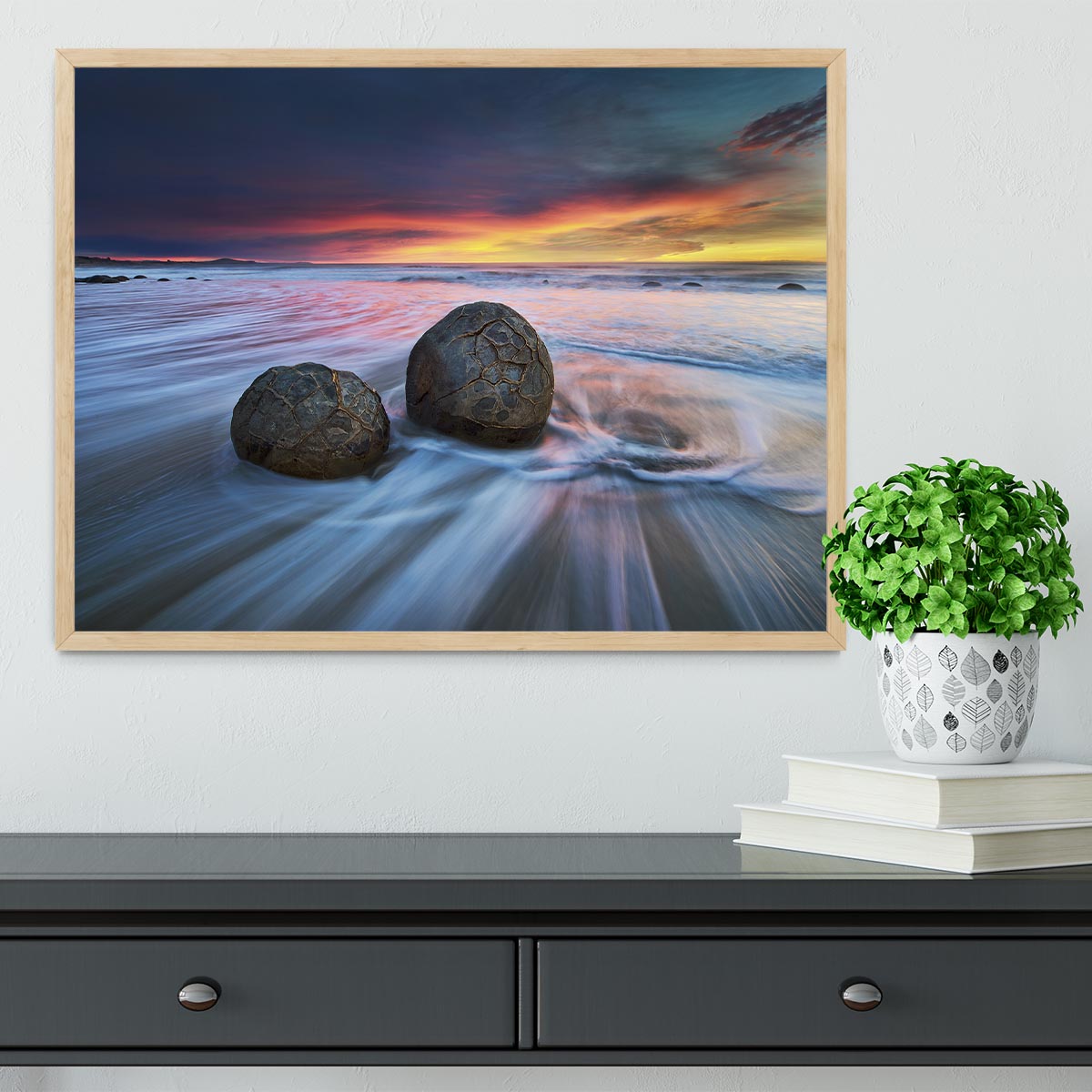 Moeraki Boulders Framed Print - Canvas Art Rocks - 4