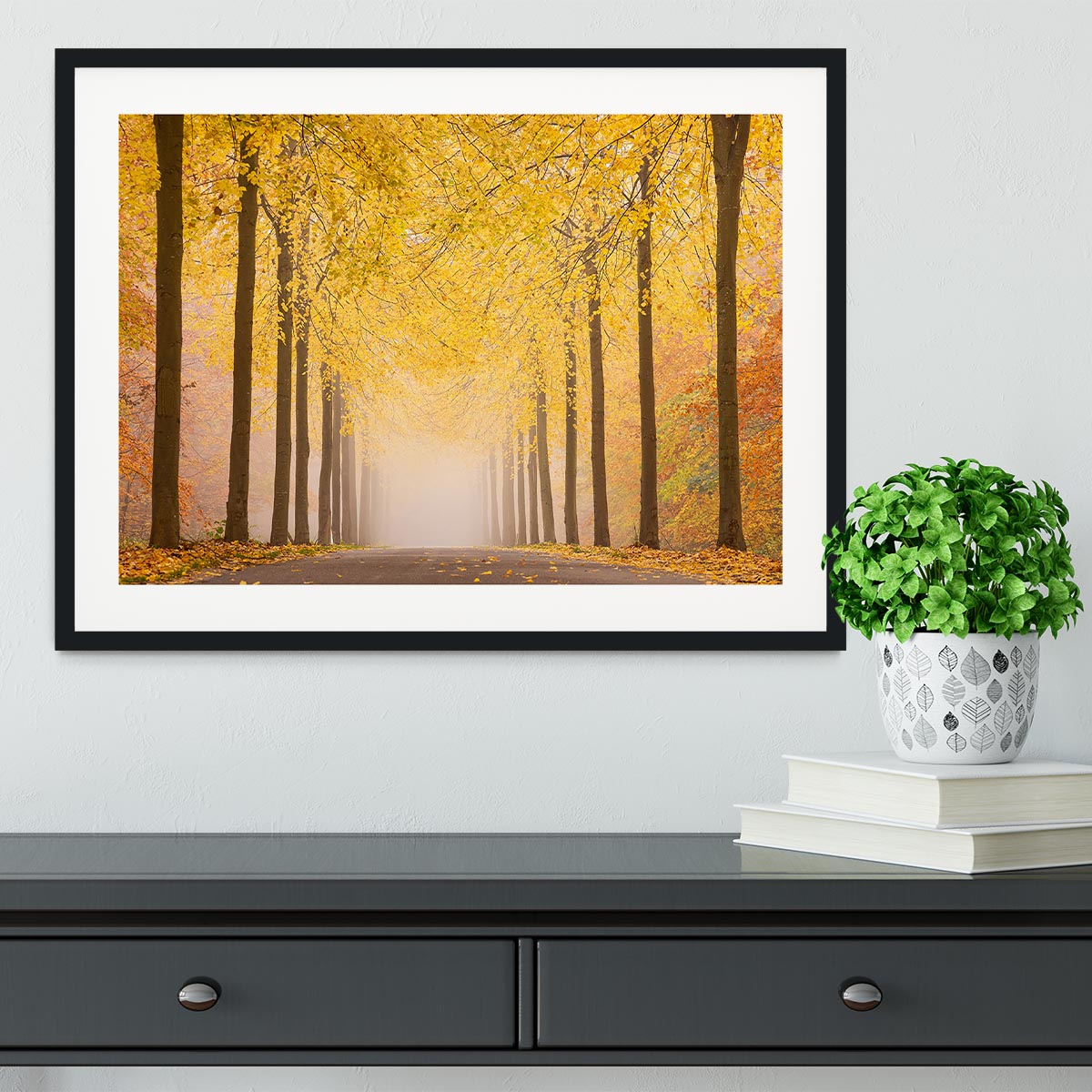 Autumn Road Framed Print - Canvas Art Rocks - 1