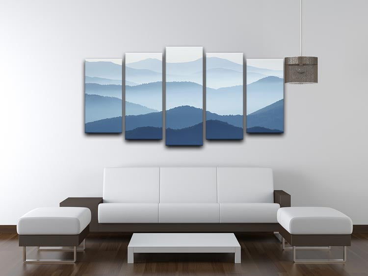 Blue Waves 5 Split Panel Canvas - Canvas Art Rocks - 3