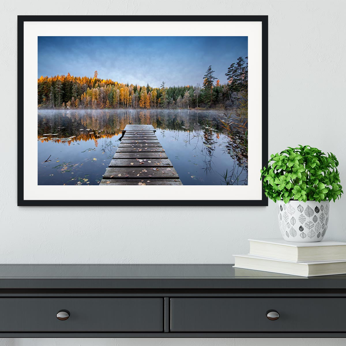 Autumn Pier Framed Print - Canvas Art Rocks - 1