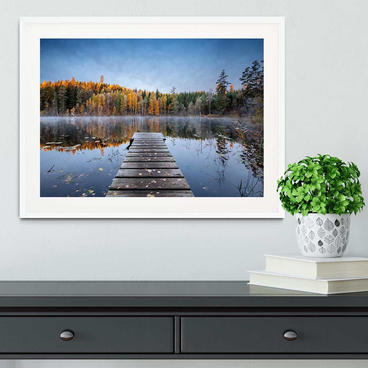 Autumn Pier Framed Print - Canvas Art Rocks - 5