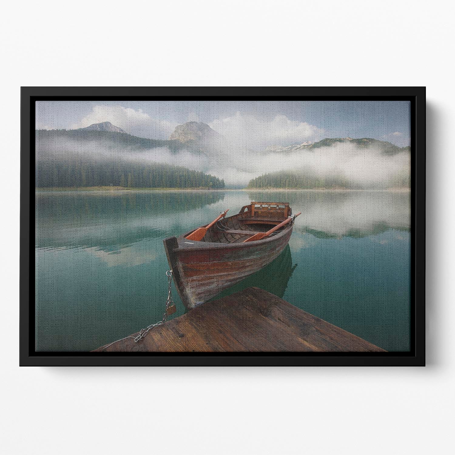 Black Lake Floating Framed Canvas - Canvas Art Rocks - 2