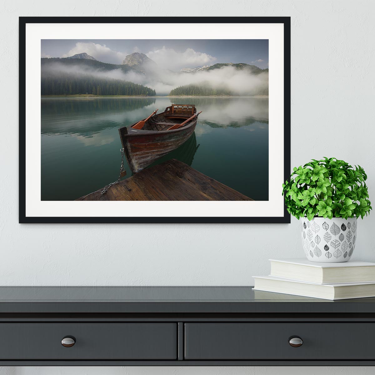 Black Lake Framed Print - Canvas Art Rocks - 1