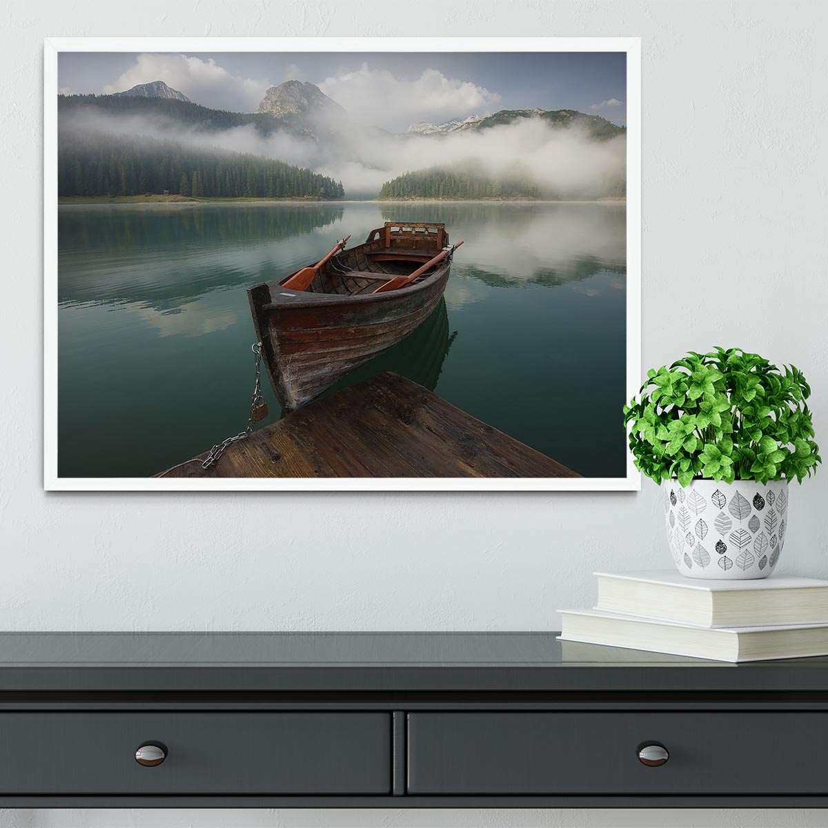 Black Lake Framed Print - Canvas Art Rocks -6