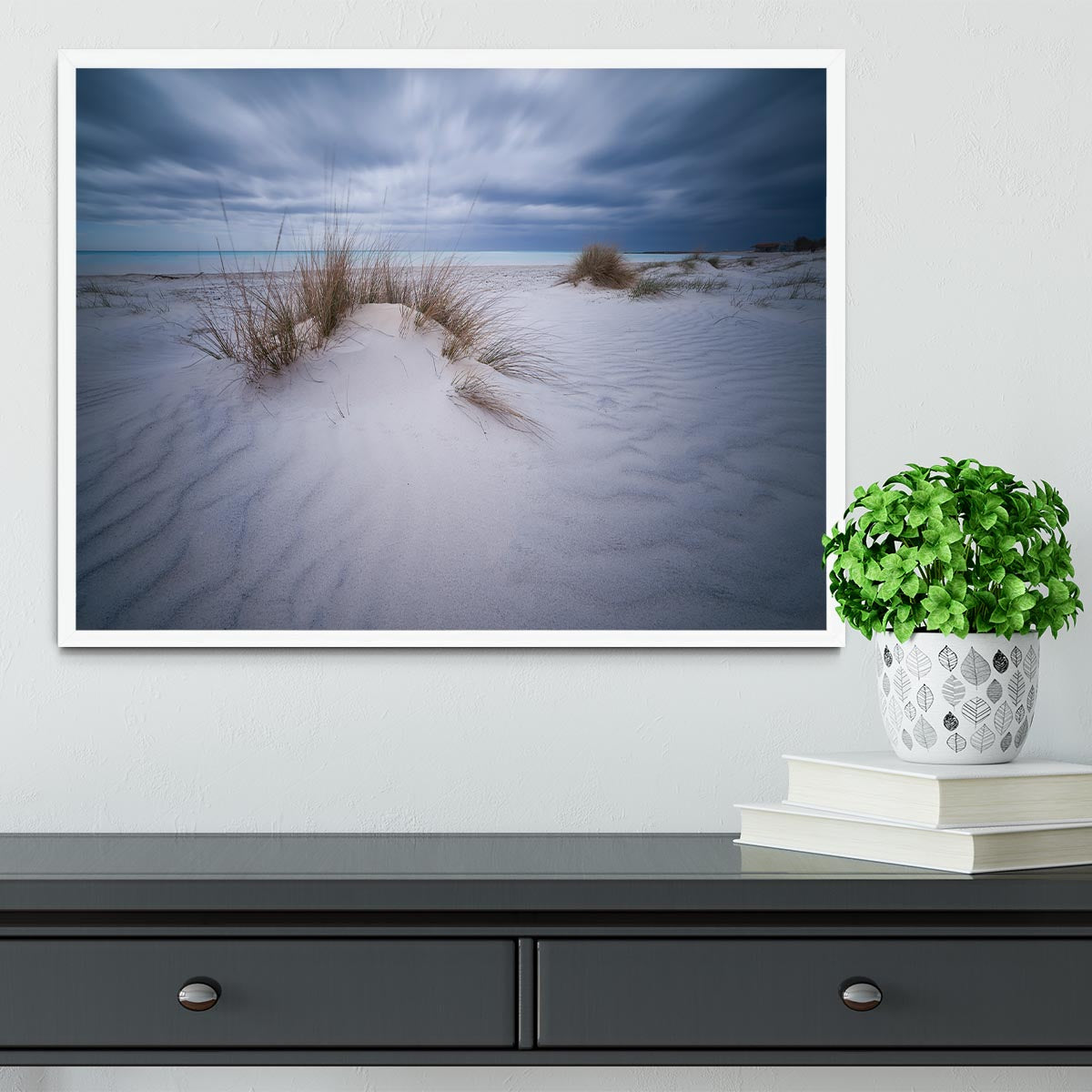 Beach White Framed Print - Canvas Art Rocks -6