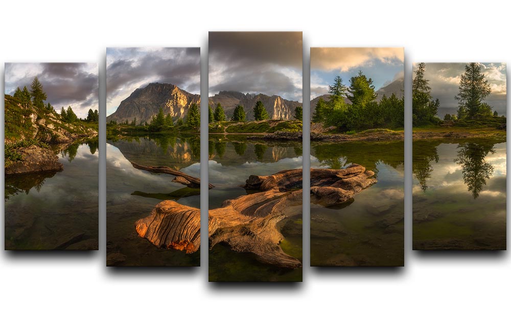 Water Reflection Landscape 5 Split Panel Canvas - Canvas Art Rocks - 1
