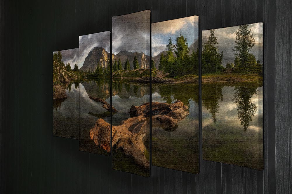 Water Reflection Landscape 5 Split Panel Canvas - Canvas Art Rocks - 2