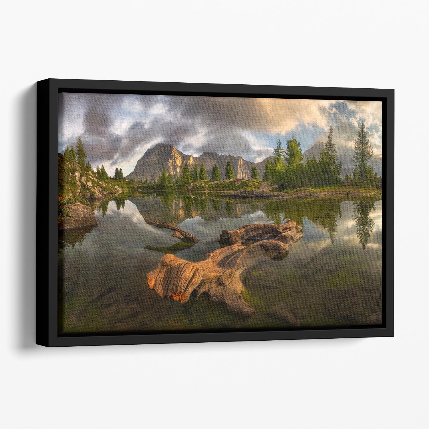 Water Reflection Landscape Floating Framed Canvas - Canvas Art Rocks - 1