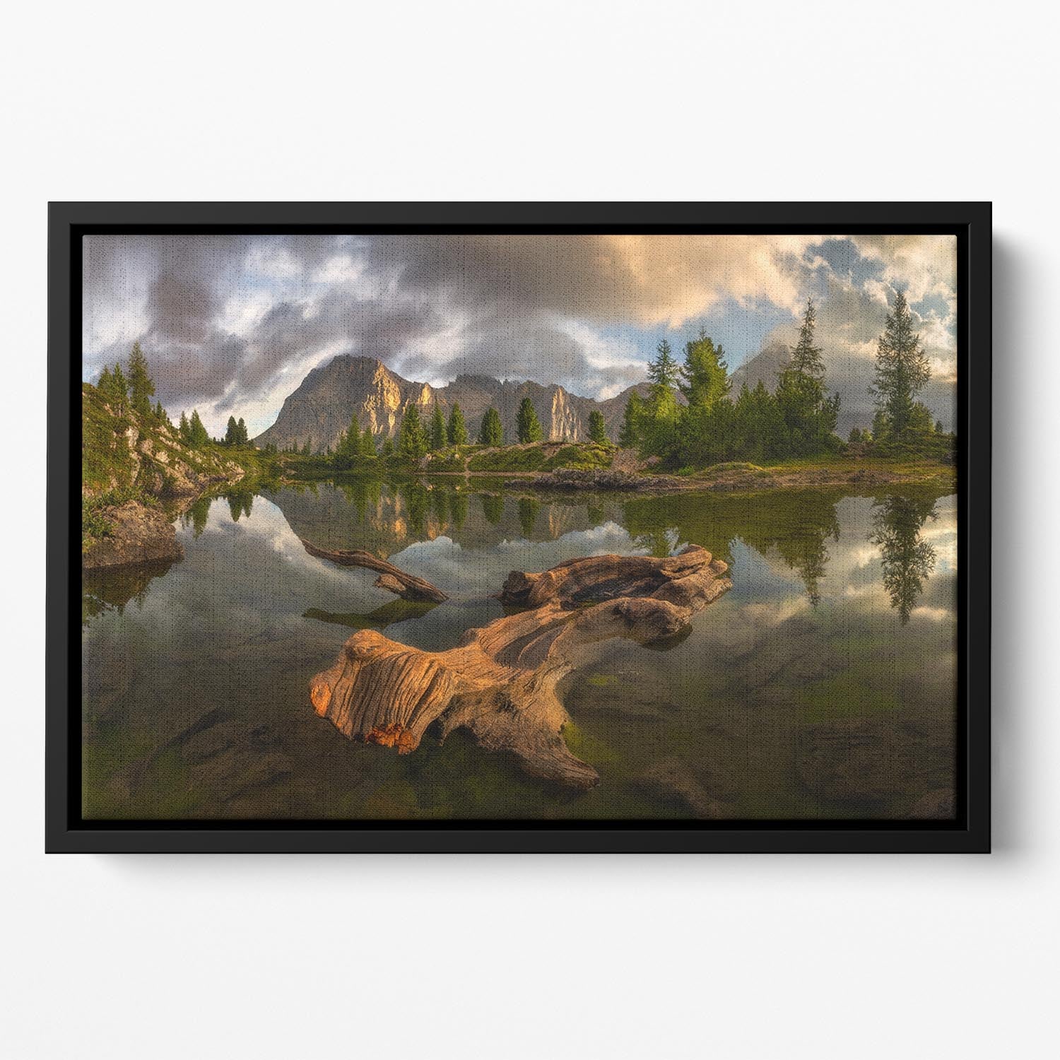 Water Reflection Landscape Floating Framed Canvas - Canvas Art Rocks - 2