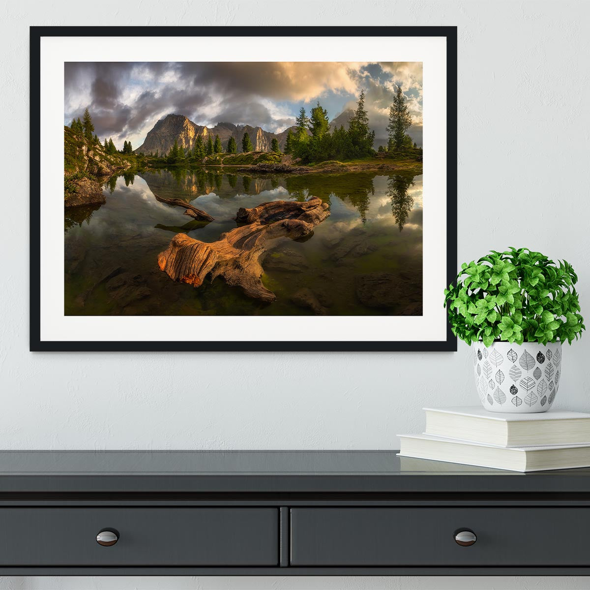 Water Reflection Landscape Framed Print - Canvas Art Rocks - 1