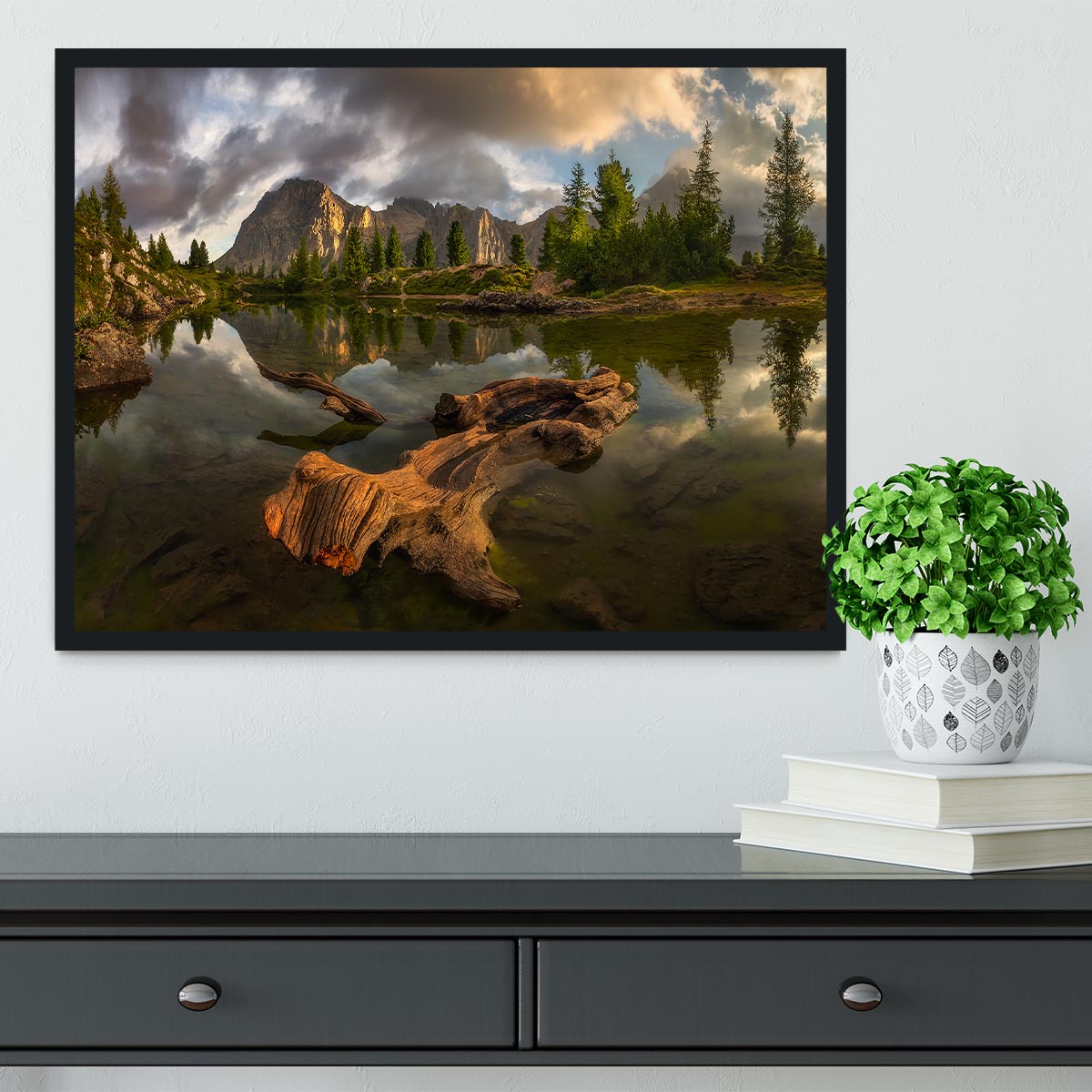 Water Reflection Landscape Framed Print - Canvas Art Rocks - 2