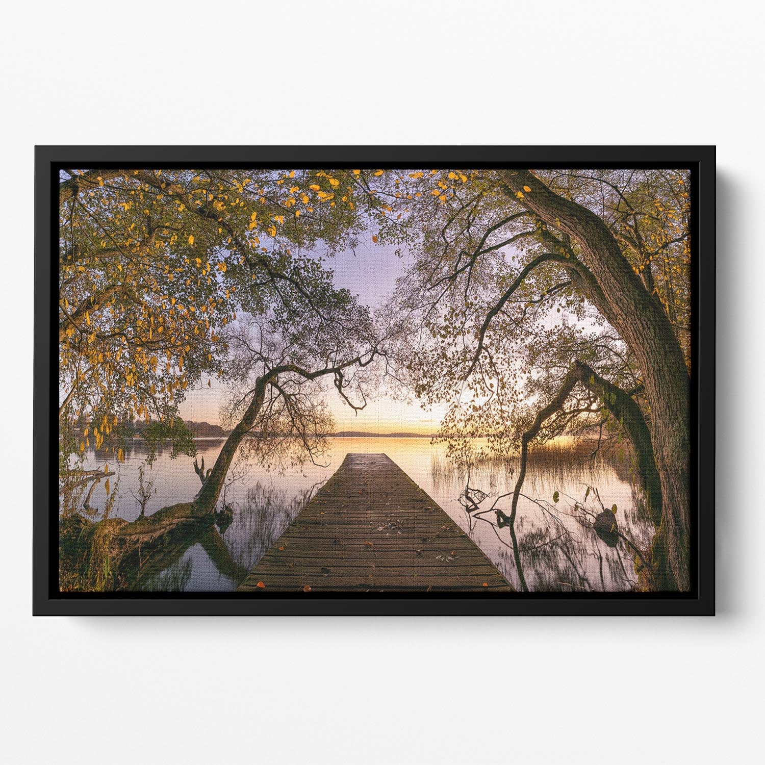 Autumn Pier Floating Framed Canvas - Canvas Art Rocks - 2