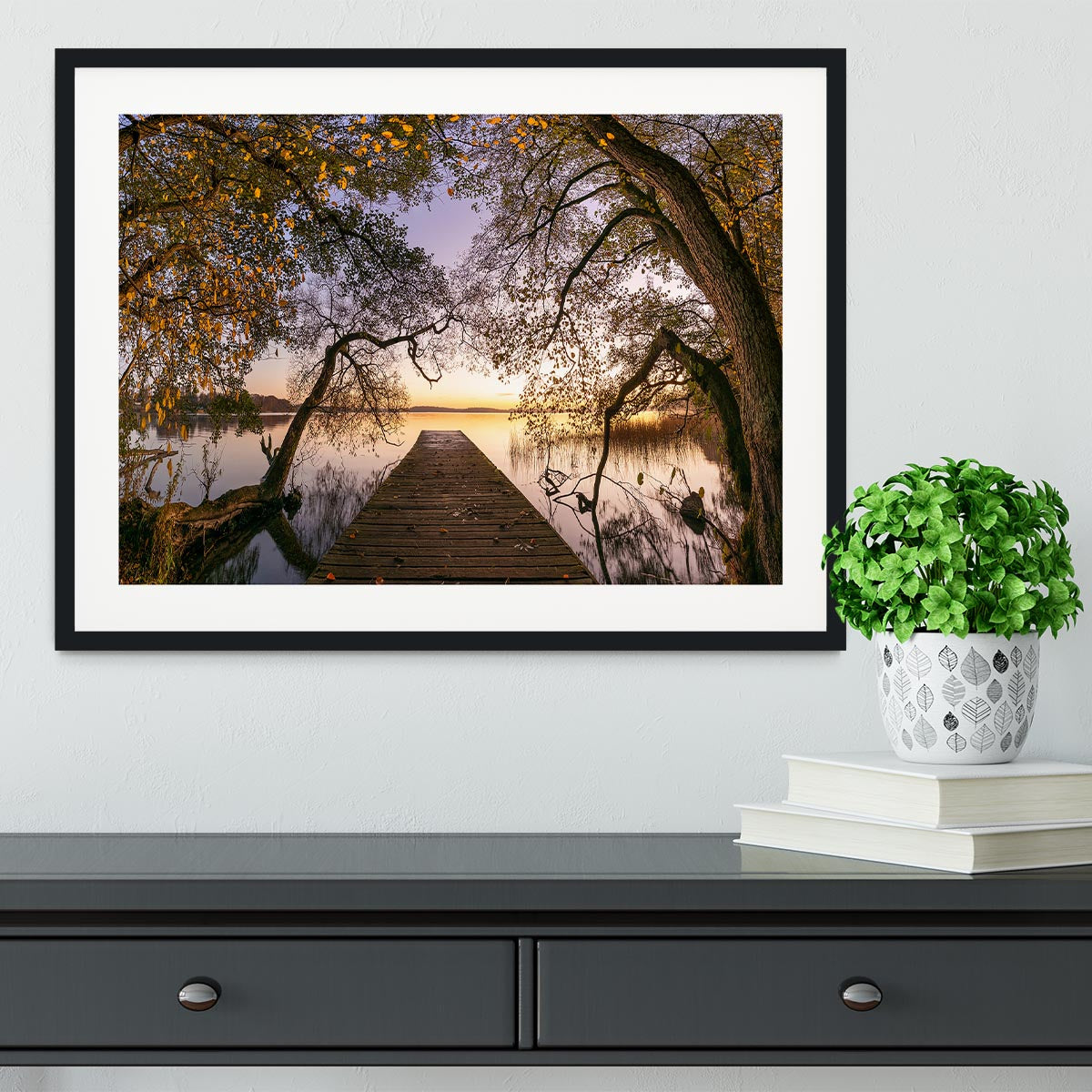 Autumn Pier Framed Print - Canvas Art Rocks - 1