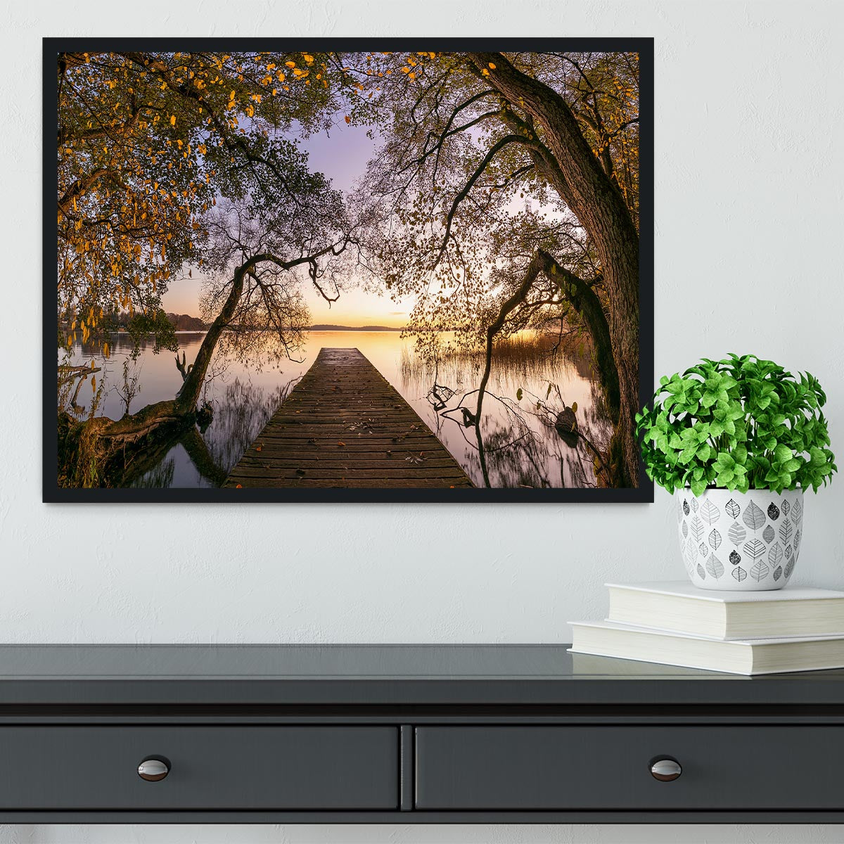 Autumn Pier Framed Print - Canvas Art Rocks - 2