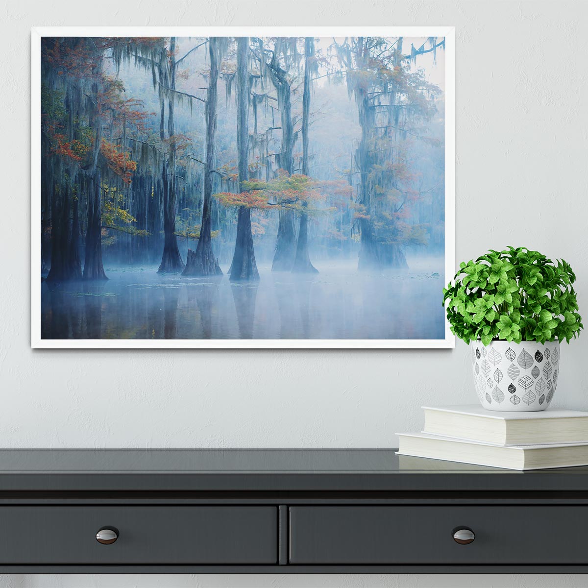 Foggy Swamp Morning Framed Print - Canvas Art Rocks -6