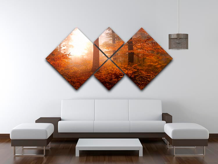 Autumn Trees 4 Square Multi Panel Canvas - Canvas Art Rocks - 3