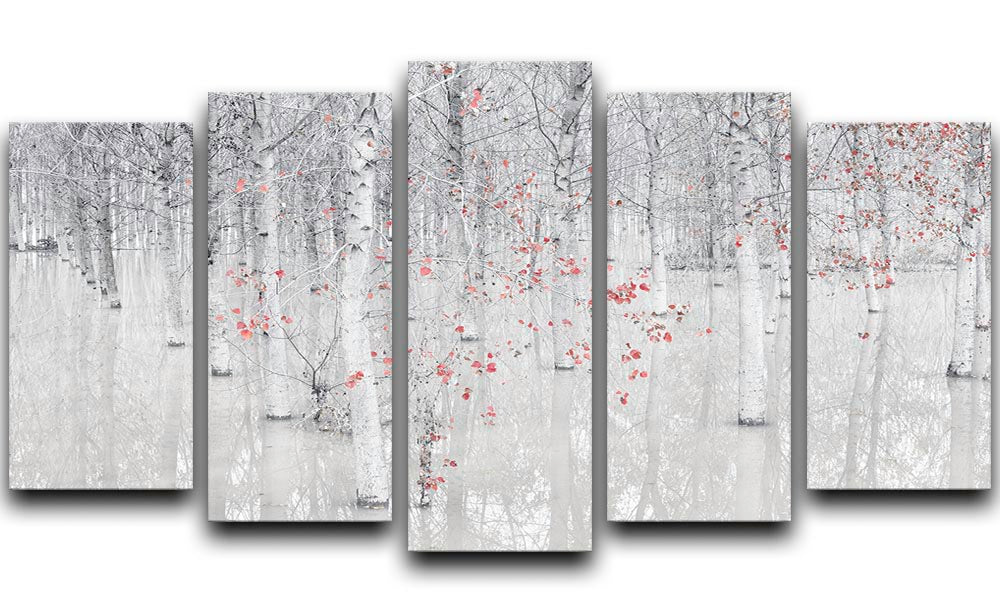 Red A White 5 Split Panel Canvas - Canvas Art Rocks - 1