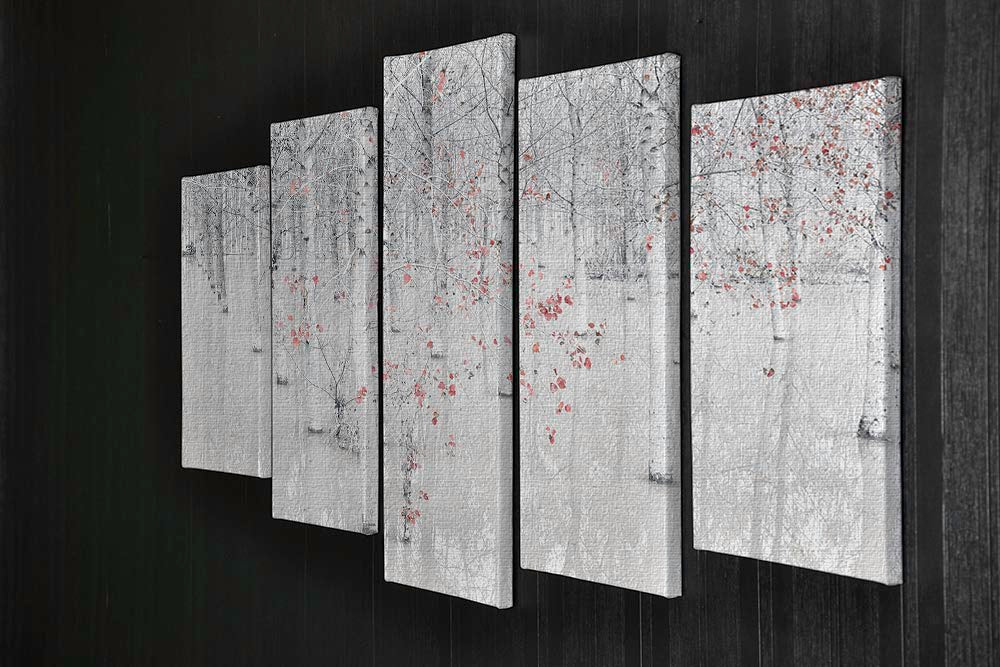 Red A White 5 Split Panel Canvas - Canvas Art Rocks - 2