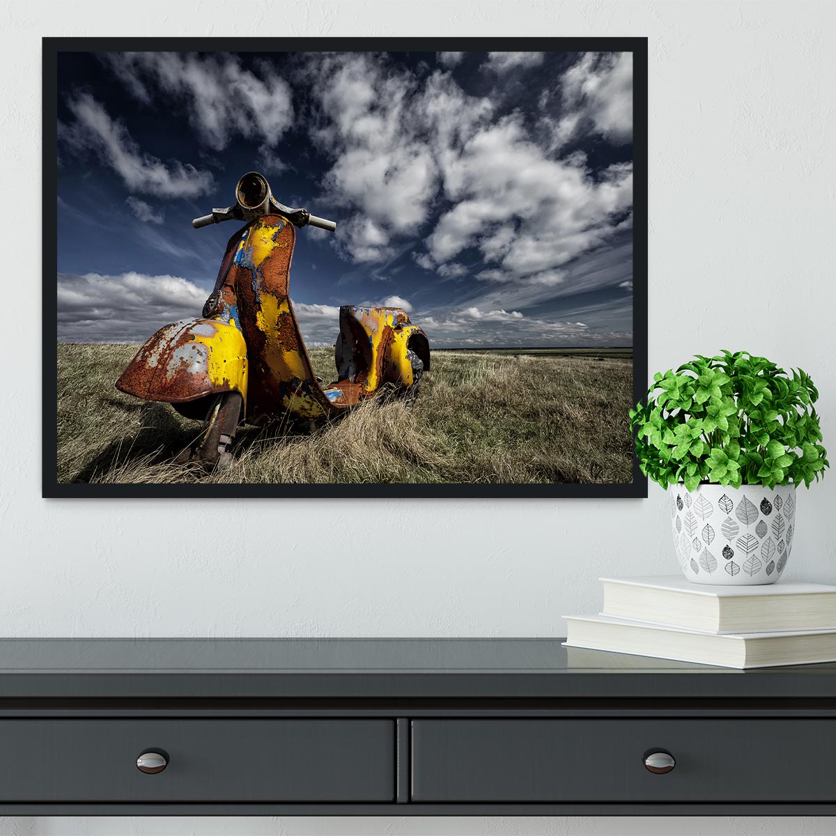 Yellow Scooter Framed Print - Canvas Art Rocks - 2