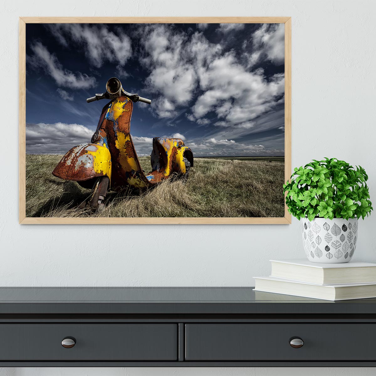 Yellow Scooter Framed Print - Canvas Art Rocks - 4