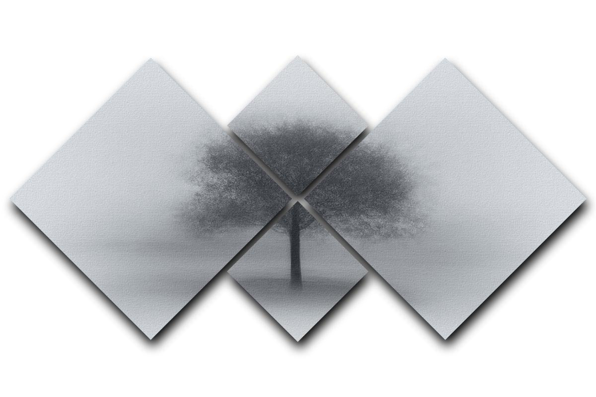 Tree In Fog 4 Square Multi Panel Canvas - Canvas Art Rocks - 1