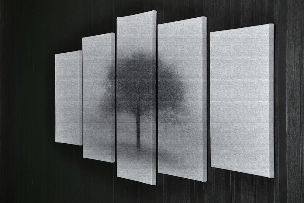 Tree In Fog 5 Split Panel Canvas - Canvas Art Rocks - 2