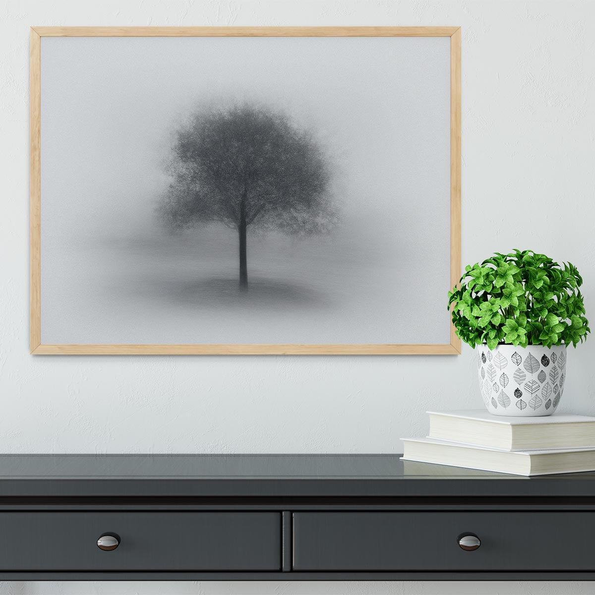 Tree In Fog Framed Print - Canvas Art Rocks - 4