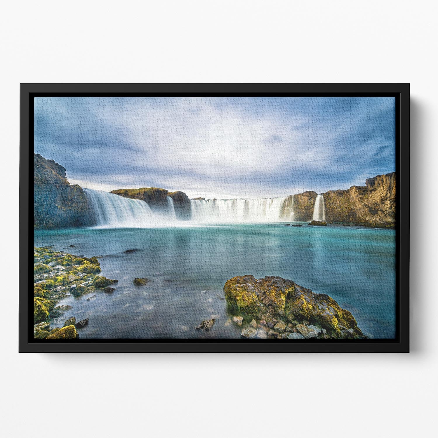 Godafoss Floating Framed Canvas - Canvas Art Rocks - 2