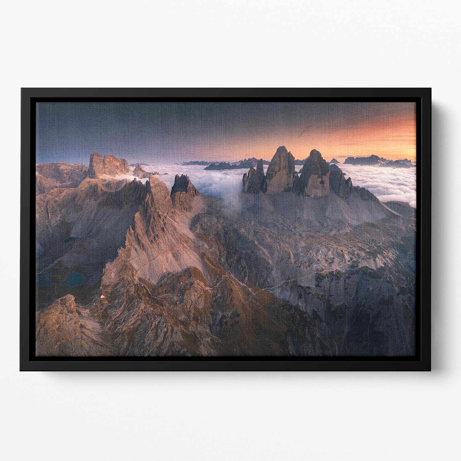 Tre Cime Di Lavaredo Floating Framed Canvas - Canvas Art Rocks - 2