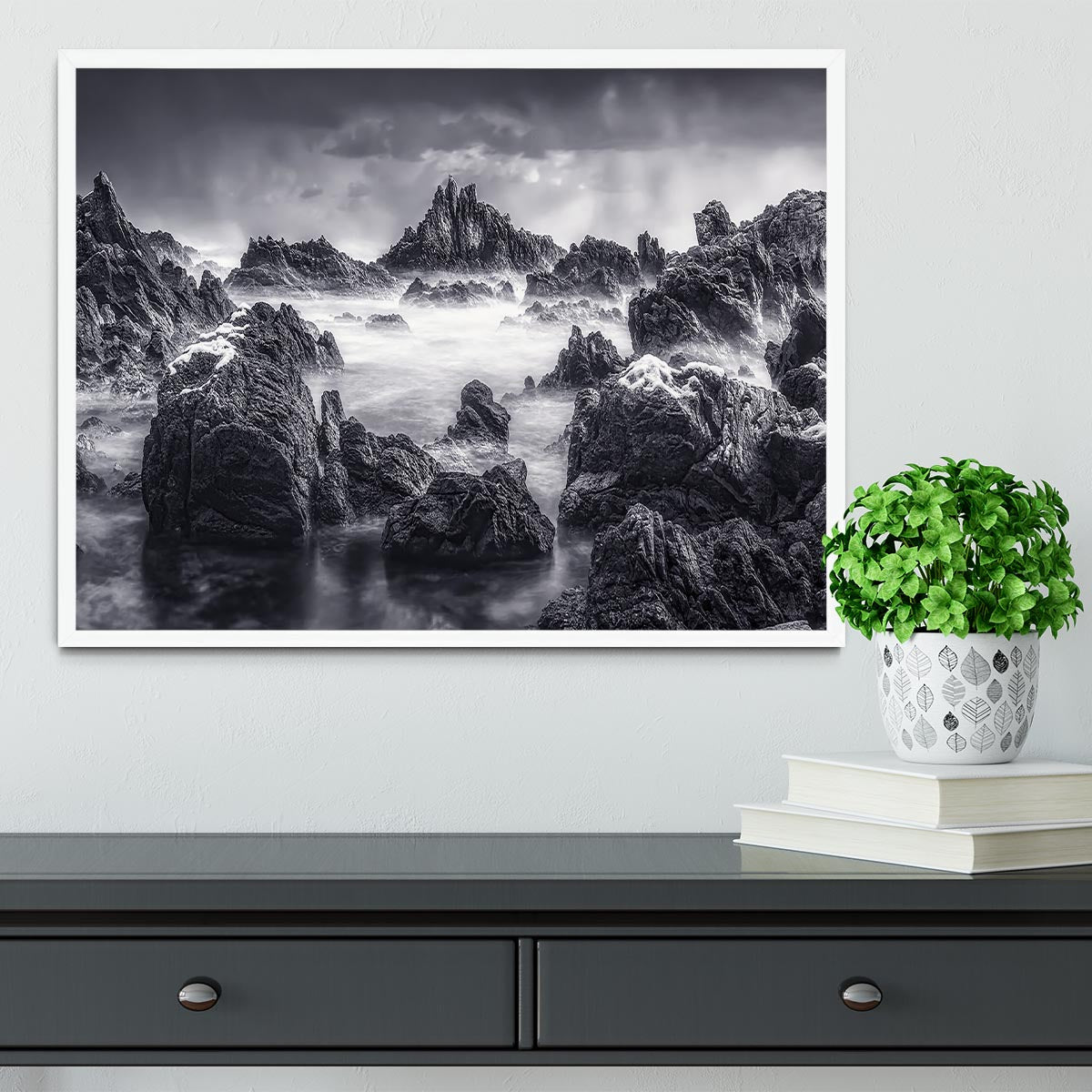 Rocky Seascape Framed Print - Canvas Art Rocks -6