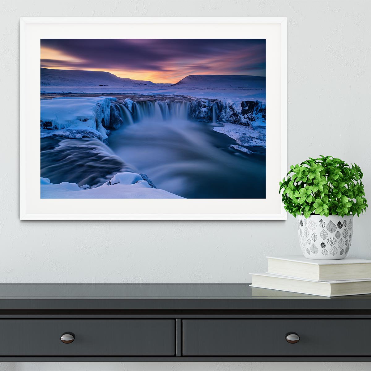 Wintry Waterfall Framed Print - Canvas Art Rocks - 5