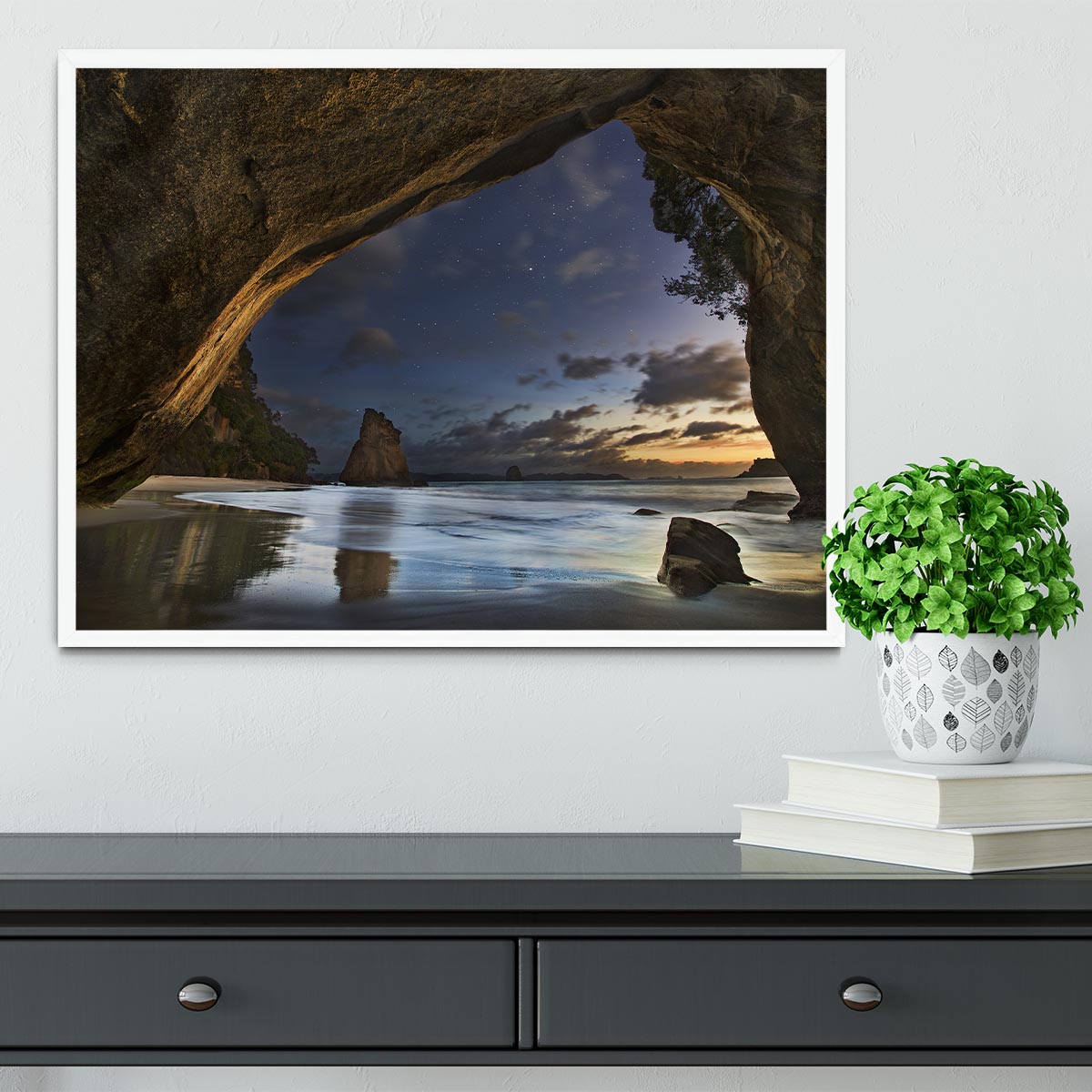 Cathedral Cove Framed Print - Canvas Art Rocks -6